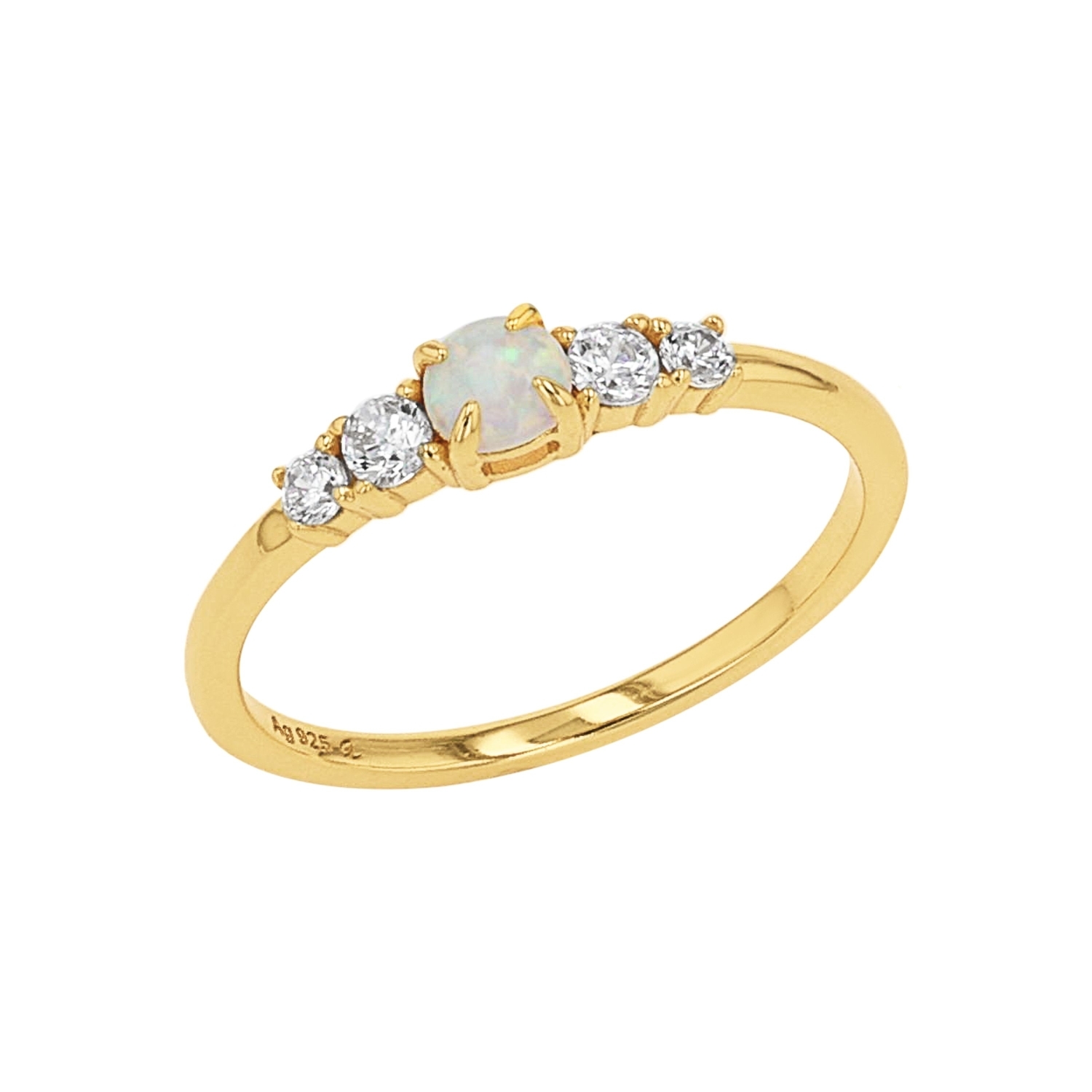 Ring für Damen, 925 Sterling Silber, Zirkonia synth., Opal synth.