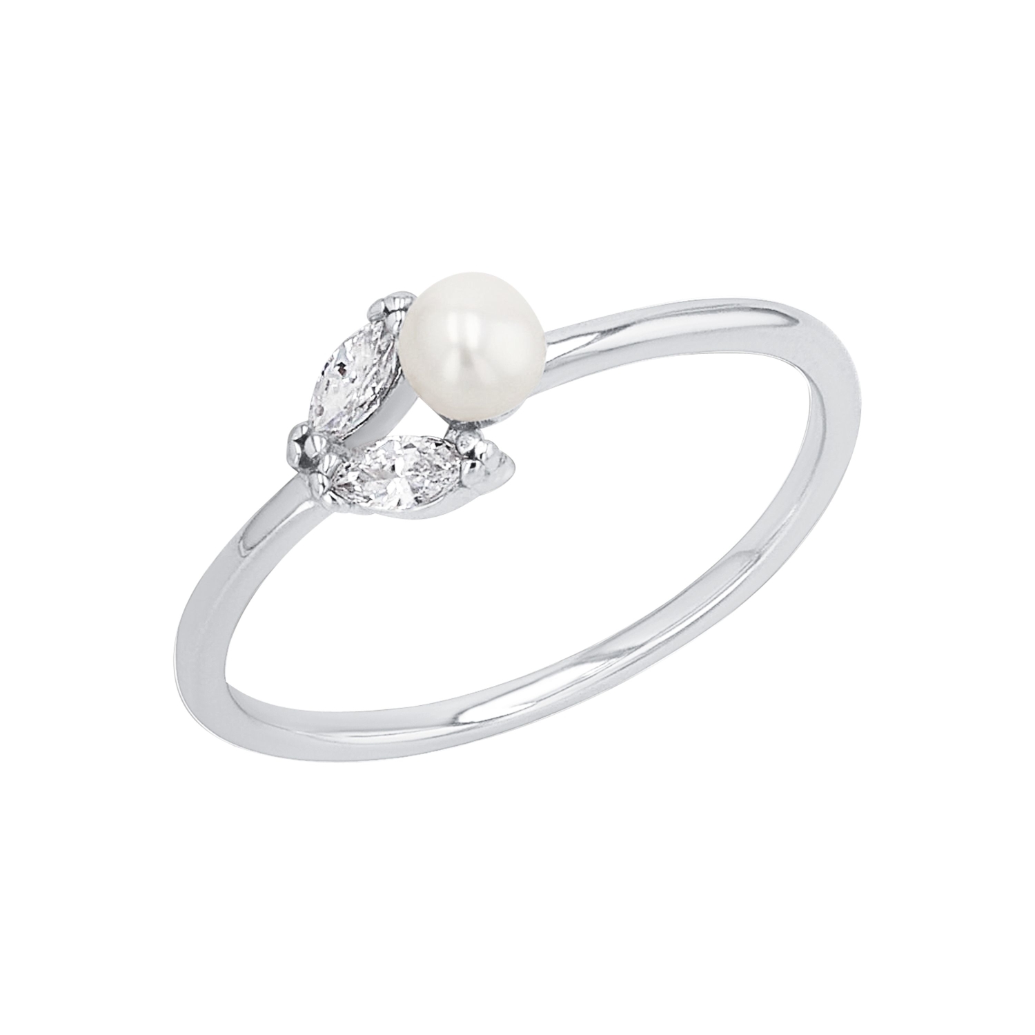 Ring für Damen, 925 Sterling Silber, Zirkonia synth., Süßwasserzuchtperle