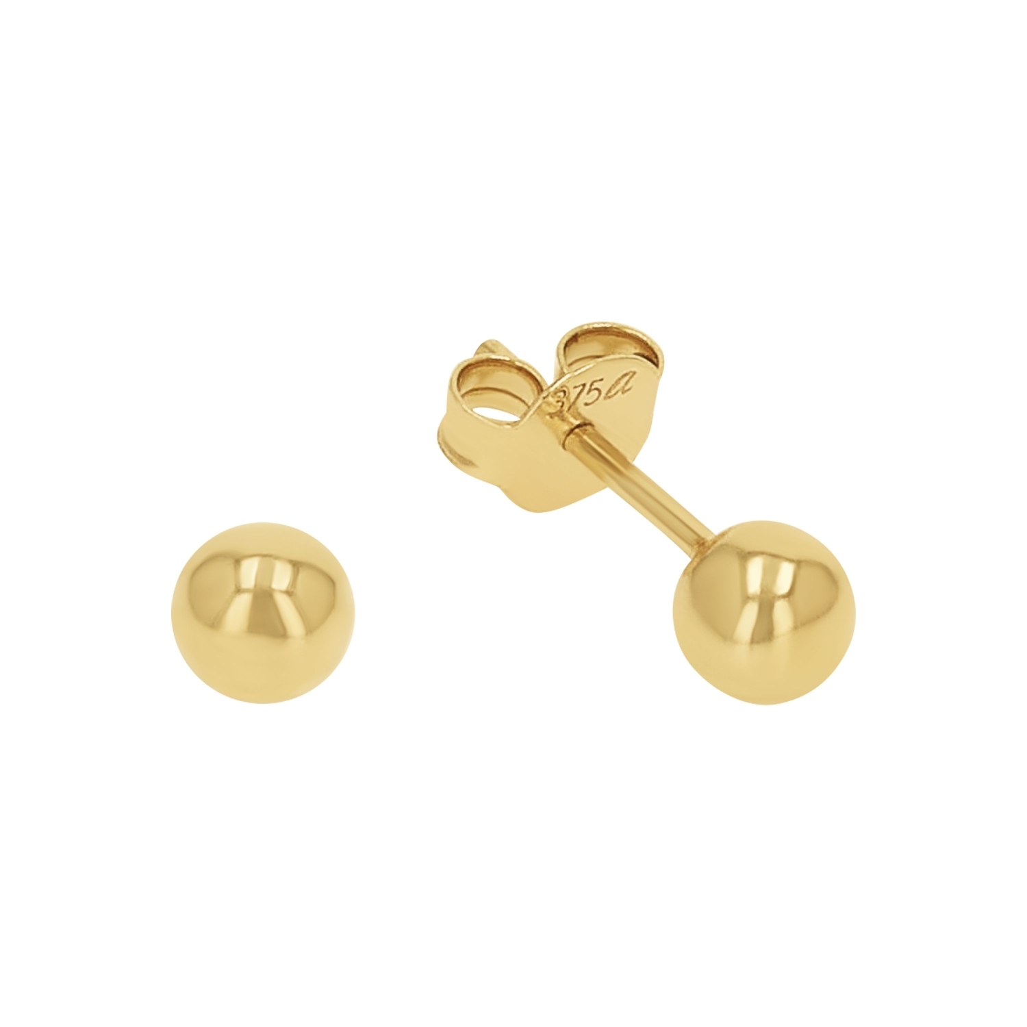 Ohrstecker für Damen und Herren, Unisex, Gold 375