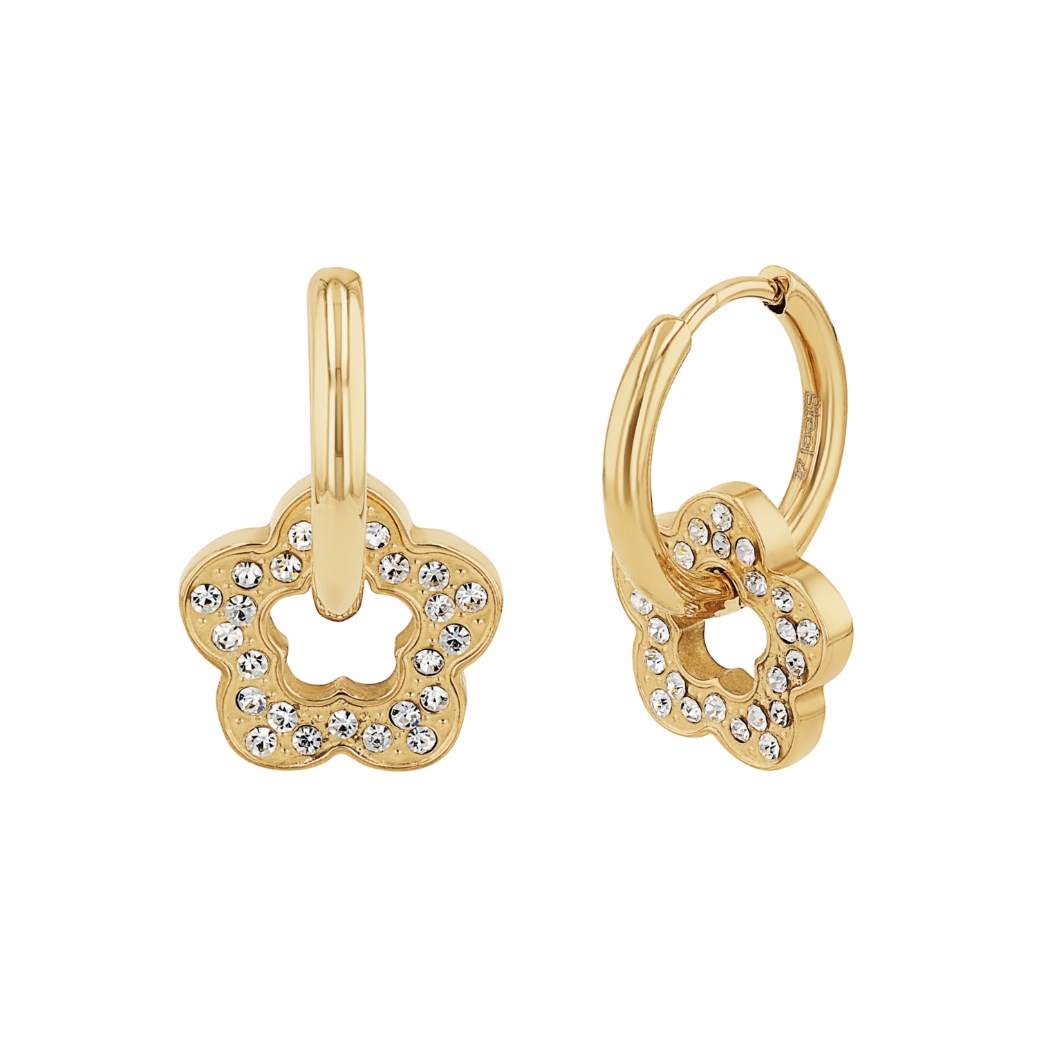 Creolen für Damen, Edelstahl, Zirkonia synth. | Blume